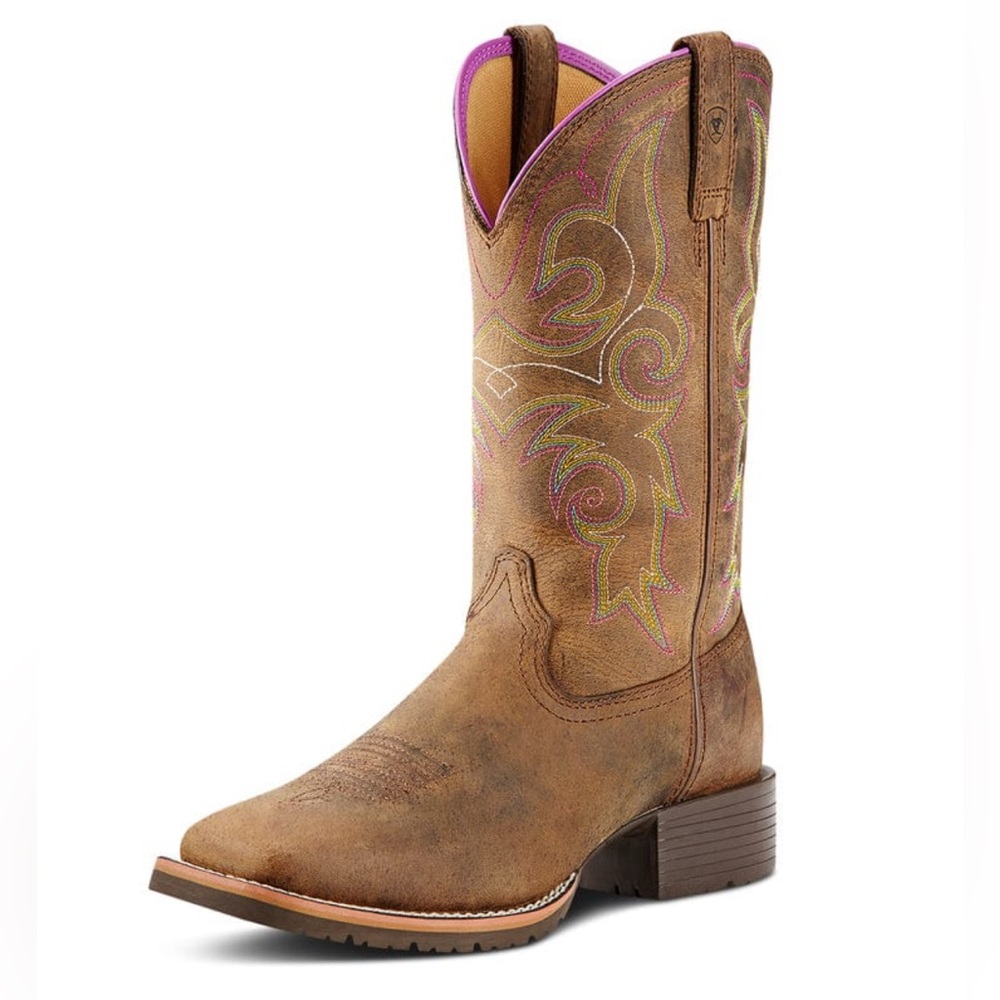Ariat Brown and Pink Western Cowboy Boots